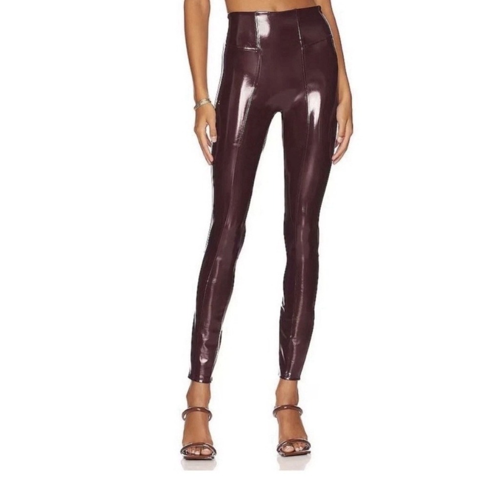 Spanx faux patent leather high Rise pants ruby red Womens Size Medium